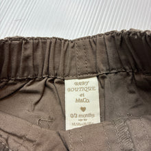 Load image into Gallery viewer, Boys Baby Boutique, brown lightweight cotton pants,elasticated, EUC, size 000,  