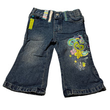 Load image into Gallery viewer, Girls Mini Mango, blue denim jeans, flowers, FUC, size 00,  