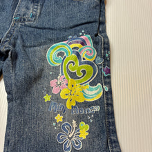 Load image into Gallery viewer, Girls Mini Mango, blue denim jeans, flowers, FUC, size 00,  