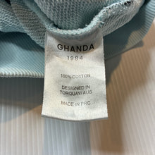 Load image into Gallery viewer, Girls GHANDA, blue cotton sweater / jumper, marks on cuffs, FUC, size 7-8,  