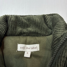 Load image into Gallery viewer, Unisex soll. the label, wadded corduroy cotton jacket, GUC, size 0,  