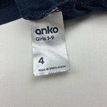 Load image into Gallery viewer, Girls Anko, navy cotton tee / top, FUC, size 4,  