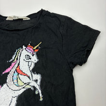 Load image into Gallery viewer, Girls H&amp;M, cotton tee / top, flip sequin unicorn, FUC, size 5-6,  