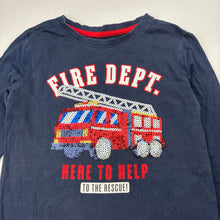 Load image into Gallery viewer, Boys Anko, cotton long sleeve tee / top, sequin fire engine, GUC, size 4,  