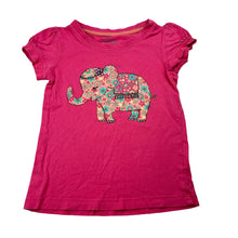 Load image into Gallery viewer, Girls H+T, pink cotton tee / top, elephant, FUC, size 4,  