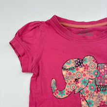 Load image into Gallery viewer, Girls H+T, pink cotton tee / top, elephant, FUC, size 4,  