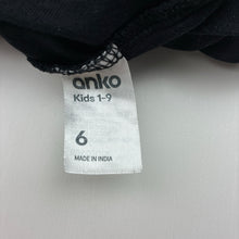 Load image into Gallery viewer, Girls Anko, black cotton long sleeve tee / top, GUC, size 6,  