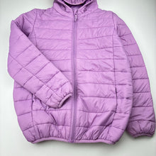 Load image into Gallery viewer, Girls Lily &amp; Dan, purple puffer jacket / coat, mark on hood, FUC, size 10,  