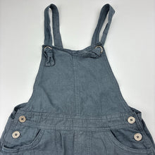 Load image into Gallery viewer, Unisex Olas Mini, blue linen overalls / shortalls, wash fade, FUC, size 3,  