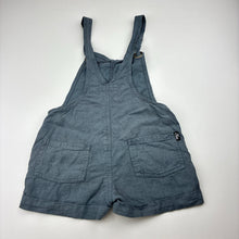 Load image into Gallery viewer, Unisex Olas Mini, blue linen overalls / shortalls, wash fade, FUC, size 3,  