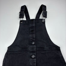 Load image into Gallery viewer, Girls Target, stretch denim overalls dress / pinafore, GUC, size 9, L: 68cm