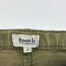 Load image into Gallery viewer, Boys Rookie, khaki stretch denim pants, adjustable, Inside leg: 37.5cm, FUC, size 3,  