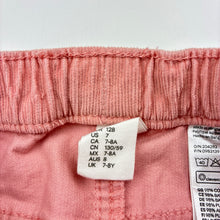 Load image into Gallery viewer, Girls H&amp;M, pink stretchy corduory pants, elasticated, Inside leg: 54cm, GUC, size 8,  