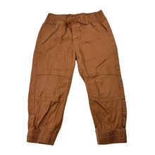 Load image into Gallery viewer, Boys brown, cotton casual pants, elasticated, Inside leg: 30cm, GUC, size 3,  