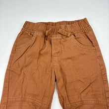Load image into Gallery viewer, Boys brown, cotton casual pants, elasticated, Inside leg: 30cm, GUC, size 3,  