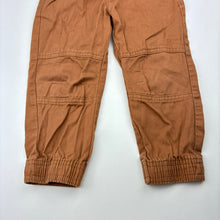 Load image into Gallery viewer, Boys brown, cotton casual pants, elasticated, Inside leg: 30cm, GUC, size 3,  