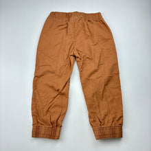 Load image into Gallery viewer, Boys brown, cotton casual pants, elasticated, Inside leg: 30cm, GUC, size 3,  