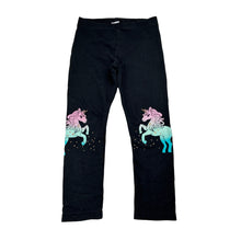 Load image into Gallery viewer, Girls Anko, black leggings, elasticated, unicorns, Inside leg: 41cm, GUC, size 5,  