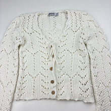 Load image into Gallery viewer, Girls GHANDA, knitted cotton cardigan, extra long sleeves, shoulder to cuff: 65cm, GUC, size 10-11,  