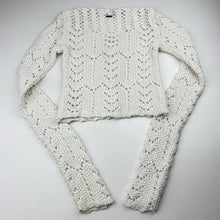 Load image into Gallery viewer, Girls GHANDA, knitted cotton cardigan, extra long sleeves, shoulder to cuff: 65cm, GUC, size 10-11,  