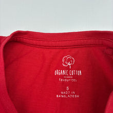 Load image into Gallery viewer, Unisex Favourites, red organic cotton tee / top, FUC, size 5,  