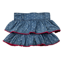 Load image into Gallery viewer, Girls Pumpkin Patch, tiered chambray cotton skirt, adjustable, L: 23cm, FUC, size 0,  
