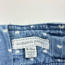 Load image into Gallery viewer, Girls Pumpkin Patch, tiered chambray cotton skirt, adjustable, L: 23cm, FUC, size 0,  