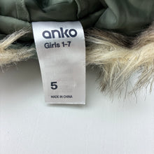 Load image into Gallery viewer, Girls Anko, khaki hooded jacket / coat, EUC, size 5,  