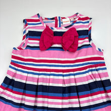 Load image into Gallery viewer, Girls Blue Zoo, striped cotton dress, wash fade, FUC, size 2, L: 50cm