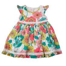 Load image into Gallery viewer, Girls Pumpkin Patch, lined floral cotton dress, FUC, size 00, L: 37cm