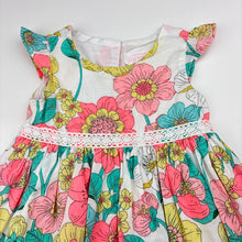 Load image into Gallery viewer, Girls Pumpkin Patch, lined floral cotton dress, FUC, size 00, L: 37cm
