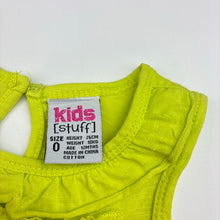 Load image into Gallery viewer, Girls Kids Stuff, lime green cotton top, L: 37cm, EUC, size 0,  