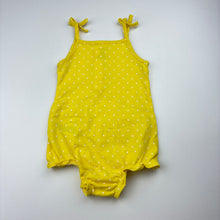 Load image into Gallery viewer, Girls Carters, yellow cotton summer romper, EUC, size 6 months,  