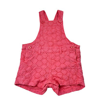 Load image into Gallery viewer, Girls Target, lined broderie cotton overalls / shortalls, GUC, size 00,  