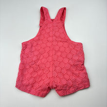 Load image into Gallery viewer, Girls Target, lined broderie cotton overalls / shortalls, GUC, size 00,  