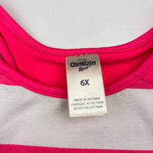 Load image into Gallery viewer, Girls Osh Kosh, pink &amp; white stripe sports / activewear top, GUC, size 6,  