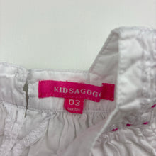 Load image into Gallery viewer, Girls KIDSAGOGO, embroidered lightweight cotton dress, EUC, size 3 months, L: 34cm