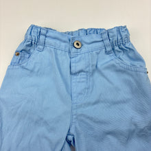 Load image into Gallery viewer, Boys Papoose, blue cotton pants, elasticated, EUC, size 000,  