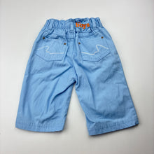 Load image into Gallery viewer, Boys Papoose, blue cotton pants, elasticated, EUC, size 000,  