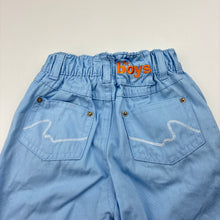 Load image into Gallery viewer, Boys Papoose, blue cotton pants, elasticated, EUC, size 000,  