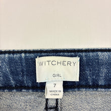 Load image into Gallery viewer, Girls Witchery, cropped stretch denim jeans, adjustable, Inside leg: 45cm, GUC, size 7,  
