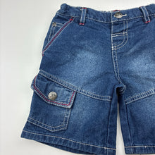 Load image into Gallery viewer, Boys H&amp;T, denim cargo shorts, adjustable, dinosaurs, GUC, size 2,  