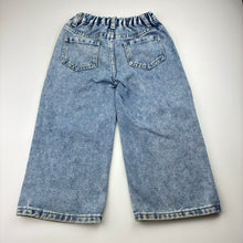 Load image into Gallery viewer, Girls blue, distressed denim jeans, elasticated, Inside leg: 33cm, FUC, size 4,  