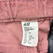 Load image into Gallery viewer, Girls H&amp;M, skinny fit stretch corduroy pants, adjustable, Inside leg: 53.5cm, FUC, size 8,  