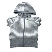 Load image into Gallery viewer, Girls Target, striped short sleeve zip hoodie sweater, FUC, size 1,  