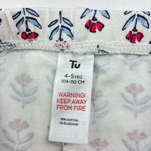 Load image into Gallery viewer, Girls Tu, floral stretchy leggings, Inside leg: 37cm, blue marks left leg, FUC, size 4-5,  