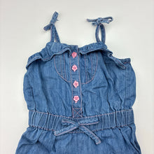 Load image into Gallery viewer, Girls Target, chambray cotton summer playsuit / romper, GUC, size 000,  