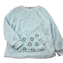 Load image into Gallery viewer, Girls Lily &amp; Dan, blue fleece pyjama top, marks on cuffs, FUC, size 10,  