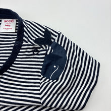 Load image into Gallery viewer, Unisex Seed, navy stripe cotton tee / top, whales, FUC, size 1,  
