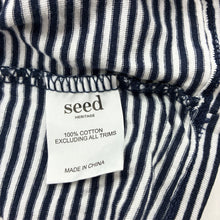Load image into Gallery viewer, Unisex Seed, navy stripe cotton tee / top, whales, FUC, size 1,  